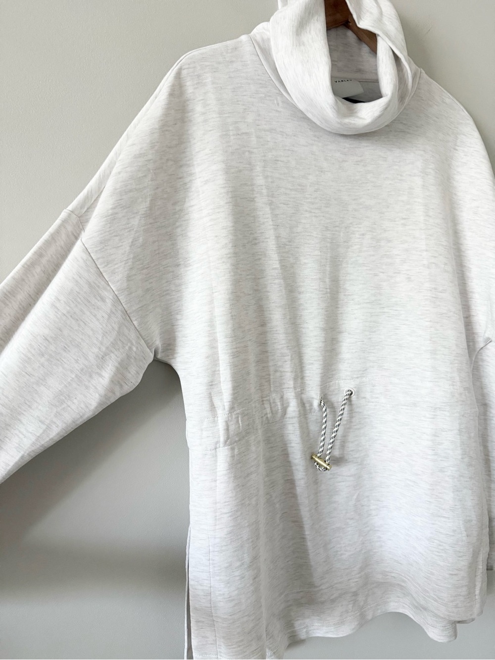 Varley Freya Sweatshirt in Ivory Marl Cowl Neck Cinch Waist Size M - Picture 4 of 9